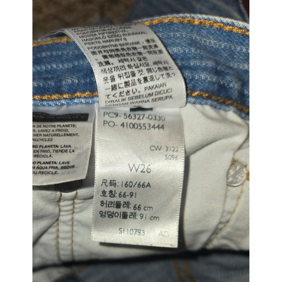 Levi's 501 Denim Shorts Women's Size 26 Blue Striped High Waisted Cut Off - Picture 6 of 7